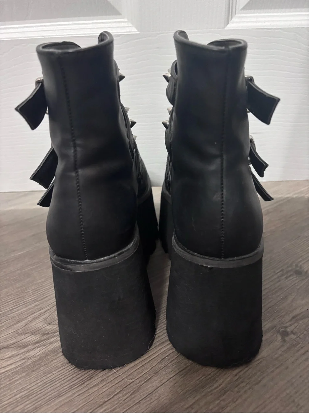 Demonia Ashes-55 Bat Buckle Platform Boots